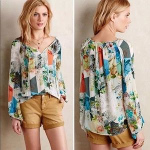 Anthropologie Leifsdottir Catappa Floral Silk Top